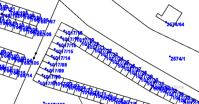 Parcela st. 1017/23 v KÚ Nový Bohumín, Katastrální mapa