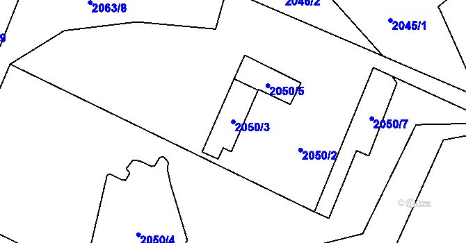 Parcela st. 2050/3 v KÚ Nový Bohumín, Katastrální mapa