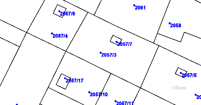 Parcela st. 2057/3 v KÚ Nový Bohumín, Katastrální mapa