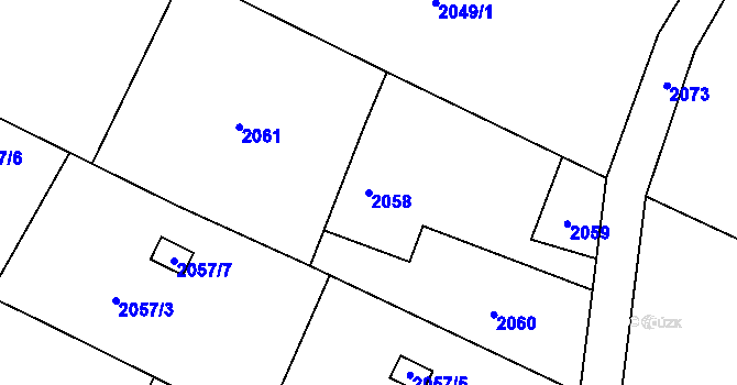 Parcela st. 2058 v KÚ Nový Bohumín, Katastrální mapa