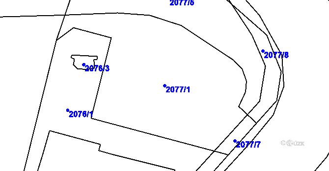Parcela st. 2077/1 v KÚ Nový Bohumín, Katastrální mapa