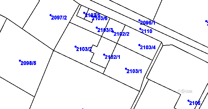 Parcela st. 2102/1 v KÚ Nový Bohumín, Katastrální mapa