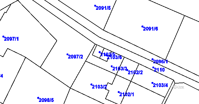 Parcela st. 2103/5 v KÚ Nový Bohumín, Katastrální mapa