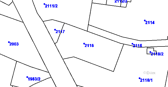 Parcela st. 2116 v KÚ Nový Bohumín, Katastrální mapa