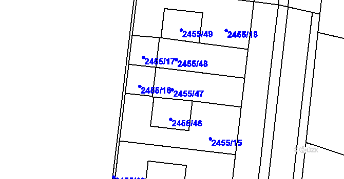 Parcela st. 2455/47 v KÚ Nový Bohumín, Katastrální mapa