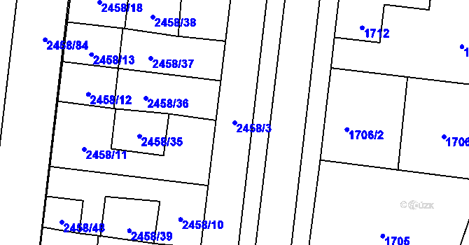 Parcela st. 2458/3 v KÚ Nový Bohumín, Katastrální mapa