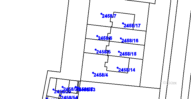 Parcela st. 2458/5 v KÚ Nový Bohumín, Katastrální mapa
