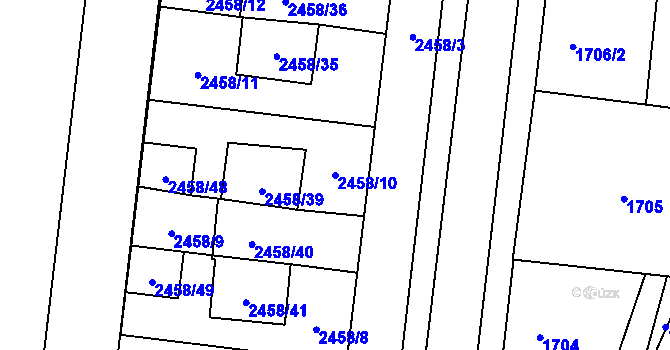 Parcela st. 2458/10 v KÚ Nový Bohumín, Katastrální mapa