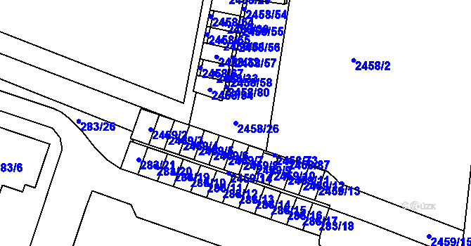 Parcela st. 2458/26 v KÚ Nový Bohumín, Katastrální mapa