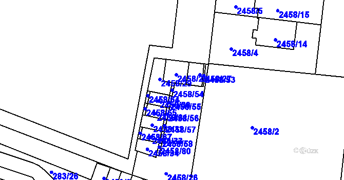 Parcela st. 2458/54 v KÚ Nový Bohumín, Katastrální mapa