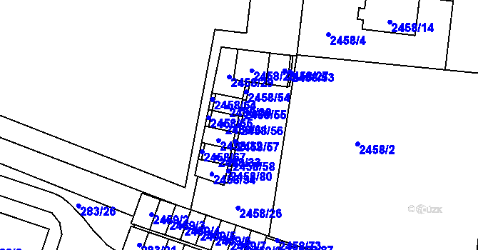 Parcela st. 2458/56 v KÚ Nový Bohumín, Katastrální mapa