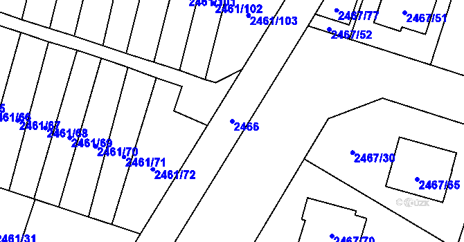 Parcela st. 2466 v KÚ Nový Bohumín, Katastrální mapa