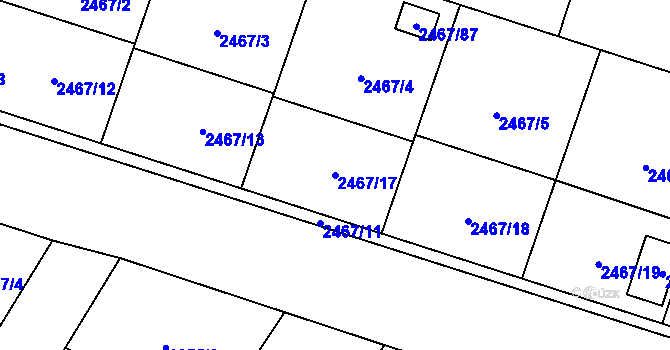 Parcela st. 2467/17 v KÚ Nový Bohumín, Katastrální mapa