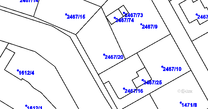 Parcela st. 2467/20 v KÚ Nový Bohumín, Katastrální mapa
