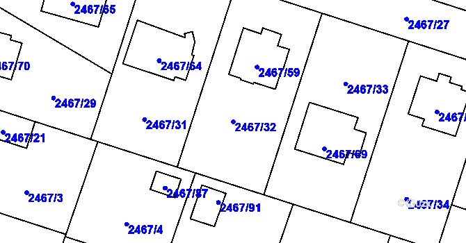 Parcela st. 2467/32 v KÚ Nový Bohumín, Katastrální mapa