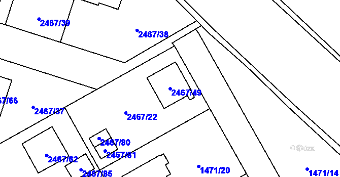 Parcela st. 2467/49 v KÚ Nový Bohumín, Katastrální mapa