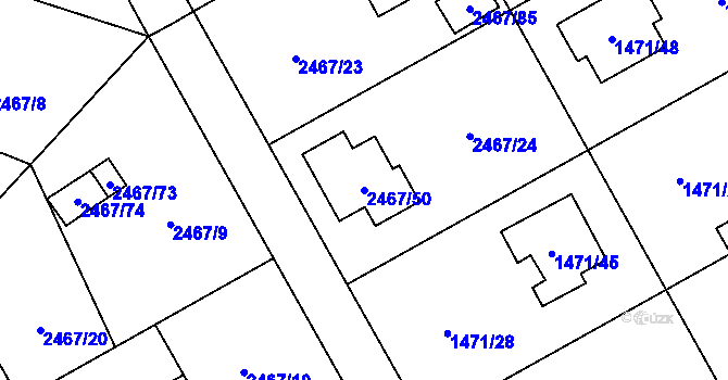 Parcela st. 2467/50 v KÚ Nový Bohumín, Katastrální mapa