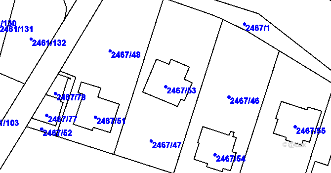 Parcela st. 2467/53 v KÚ Nový Bohumín, Katastrální mapa