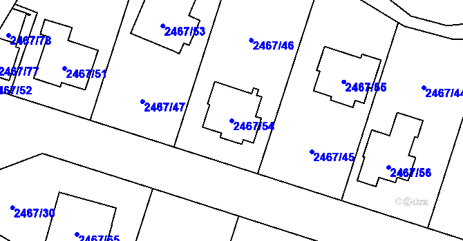 Parcela st. 2467/54 v KÚ Nový Bohumín, Katastrální mapa