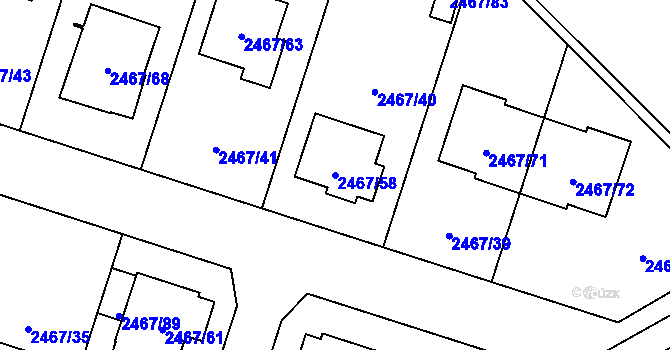 Parcela st. 2467/58 v KÚ Nový Bohumín, Katastrální mapa
