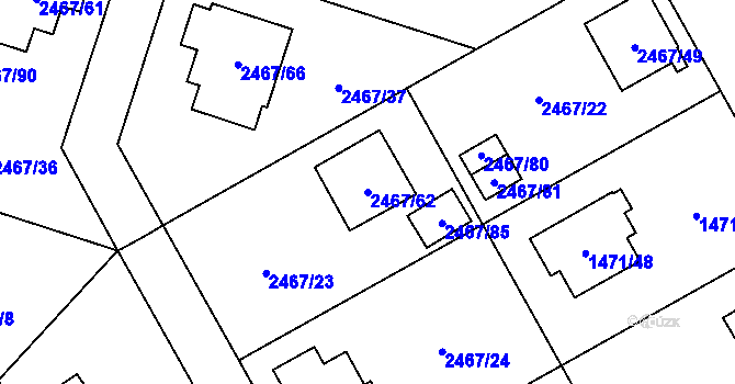 Parcela st. 2467/62 v KÚ Nový Bohumín, Katastrální mapa