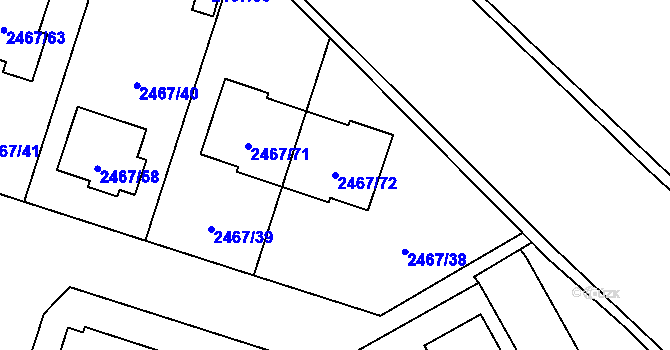 Parcela st. 2467/72 v KÚ Nový Bohumín, Katastrální mapa