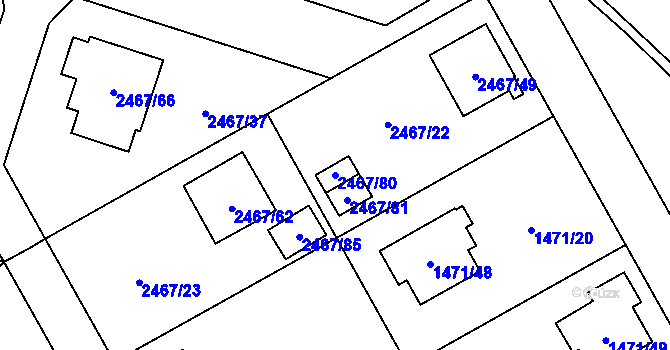 Parcela st. 2467/80 v KÚ Nový Bohumín, Katastrální mapa