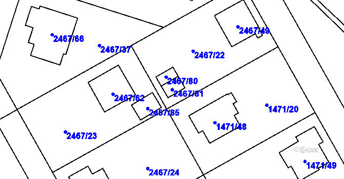 Parcela st. 2467/81 v KÚ Nový Bohumín, Katastrální mapa
