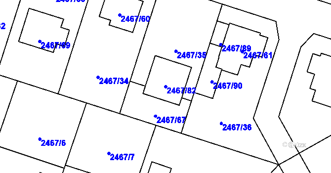 Parcela st. 2467/82 v KÚ Nový Bohumín, Katastrální mapa
