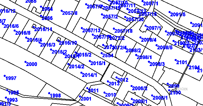 Parcela st. 2554 v KÚ Nový Bohumín, Katastrální mapa