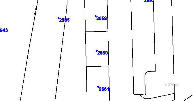 Parcela st. 2660 v KÚ Nový Bohumín, Katastrální mapa