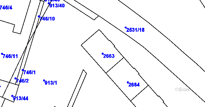 Parcela st. 2663 v KÚ Nový Bohumín, Katastrální mapa
