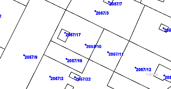 Parcela st. 2057/10 v KÚ Nový Bohumín, Katastrální mapa