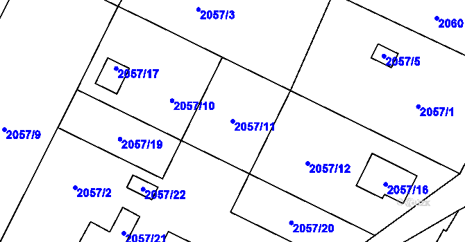 Parcela st. 2057/11 v KÚ Nový Bohumín, Katastrální mapa