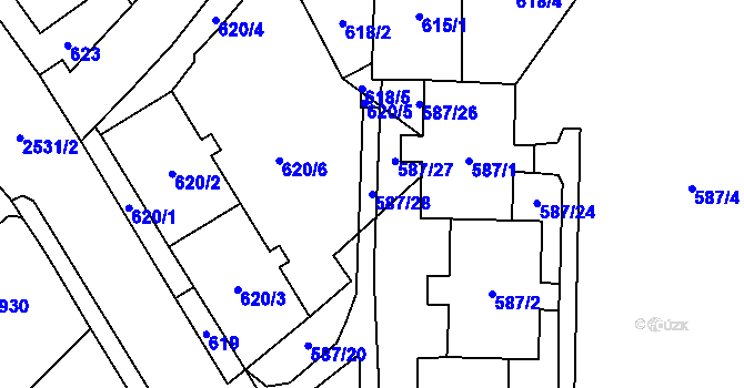 Parcela st. 587/28 v KÚ Nový Bohumín, Katastrální mapa
