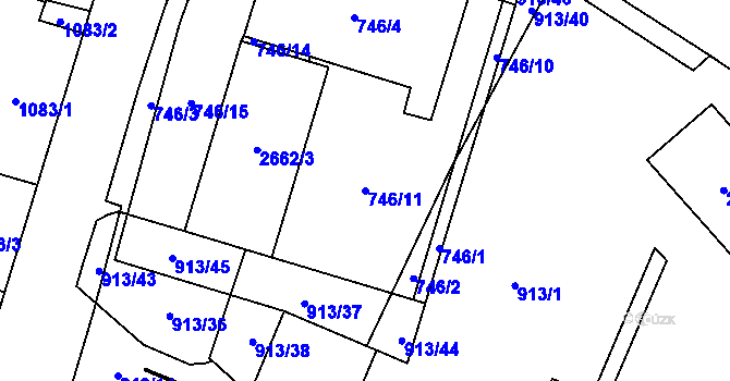 Parcela st. 746/11 v KÚ Nový Bohumín, Katastrální mapa
