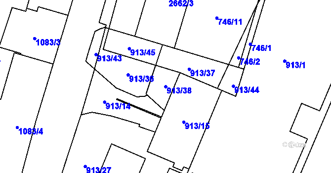 Parcela st. 913/38 v KÚ Nový Bohumín, Katastrální mapa
