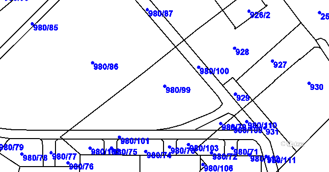 Parcela st. 980/99 v KÚ Nový Bohumín, Katastrální mapa