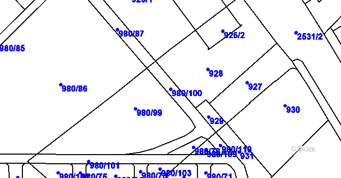 Parcela st. 980/100 v KÚ Nový Bohumín, Katastrální mapa