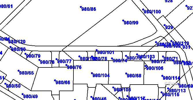 Parcela st. 980/101 v KÚ Nový Bohumín, Katastrální mapa