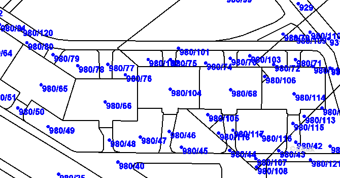 Parcela st. 980/104 v KÚ Nový Bohumín, Katastrální mapa