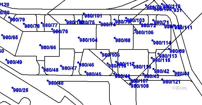 Parcela st. 980/105 v KÚ Nový Bohumín, Katastrální mapa