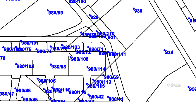 Parcela st. 980/112 v KÚ Nový Bohumín, Katastrální mapa