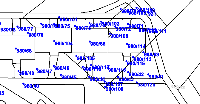 Parcela st. 980/119 v KÚ Nový Bohumín, Katastrální mapa