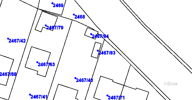 Parcela st. 2467/83 v KÚ Nový Bohumín, Katastrální mapa