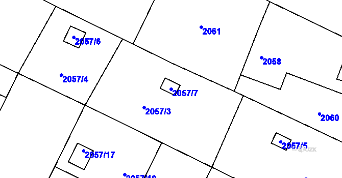 Parcela st. 2057/7 v KÚ Nový Bohumín, Katastrální mapa