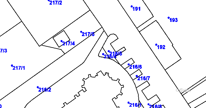 Parcela st. 216/4 v KÚ Nový Bohumín, Katastrální mapa