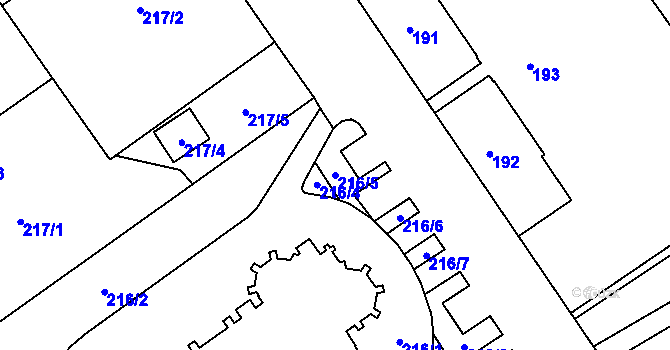 Parcela st. 216/5 v KÚ Nový Bohumín, Katastrální mapa