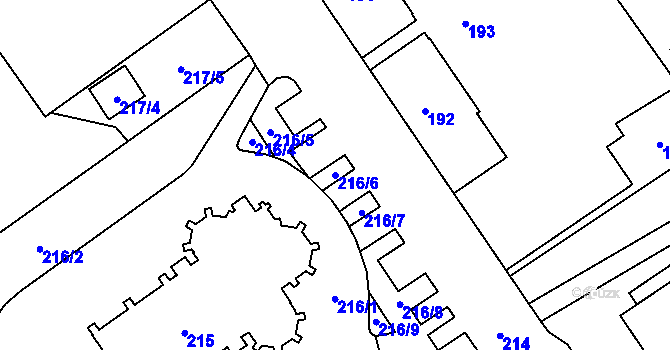 Parcela st. 216/6 v KÚ Nový Bohumín, Katastrální mapa