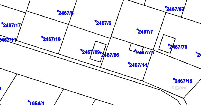 Parcela st. 2467/86 v KÚ Nový Bohumín, Katastrální mapa